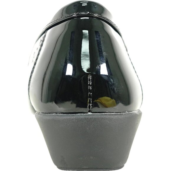 Women Black Patent5 Faux Leather Round Toe Removable Insole Wedge Slip-On Loafer - Picture 8 of 8